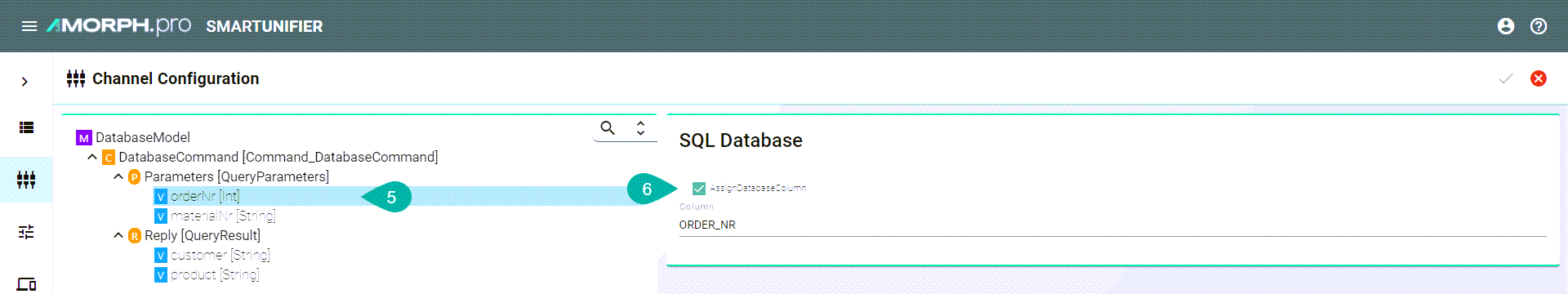 SQL Database Configuration Assign Database Column