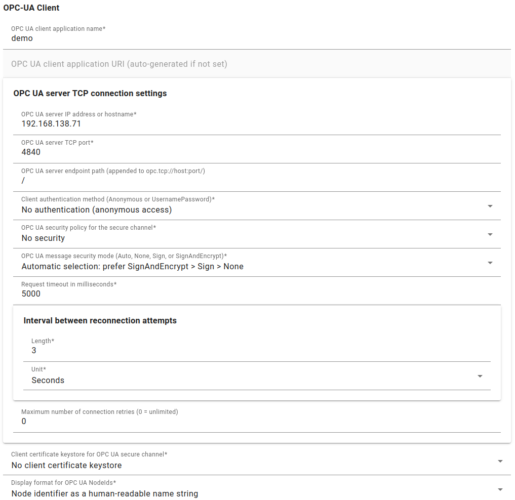 OPC-UA Client Setup