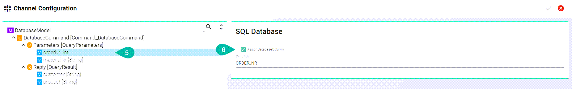 SQL Database Configuration Assign Database Column