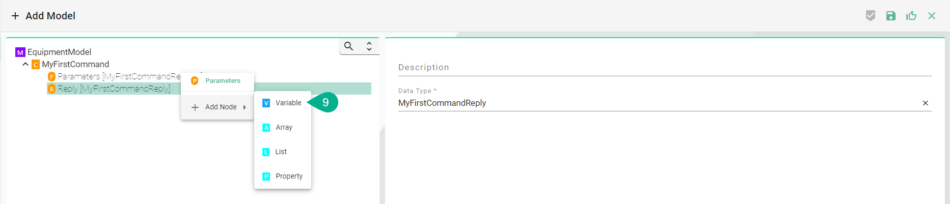 Information Model Command - Add Variable to Parameter